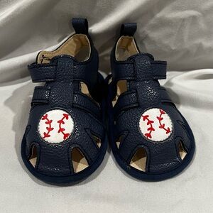 Little Me Navy Blue Baseball Sandals